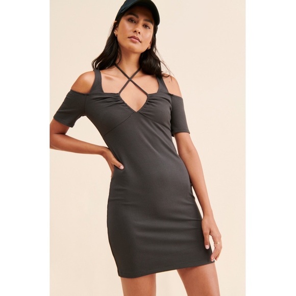 by Anthropologie The Sardinia Mini Dress Grey Black New NWT ANTHRO Summer XSP - Picture 7 of 8